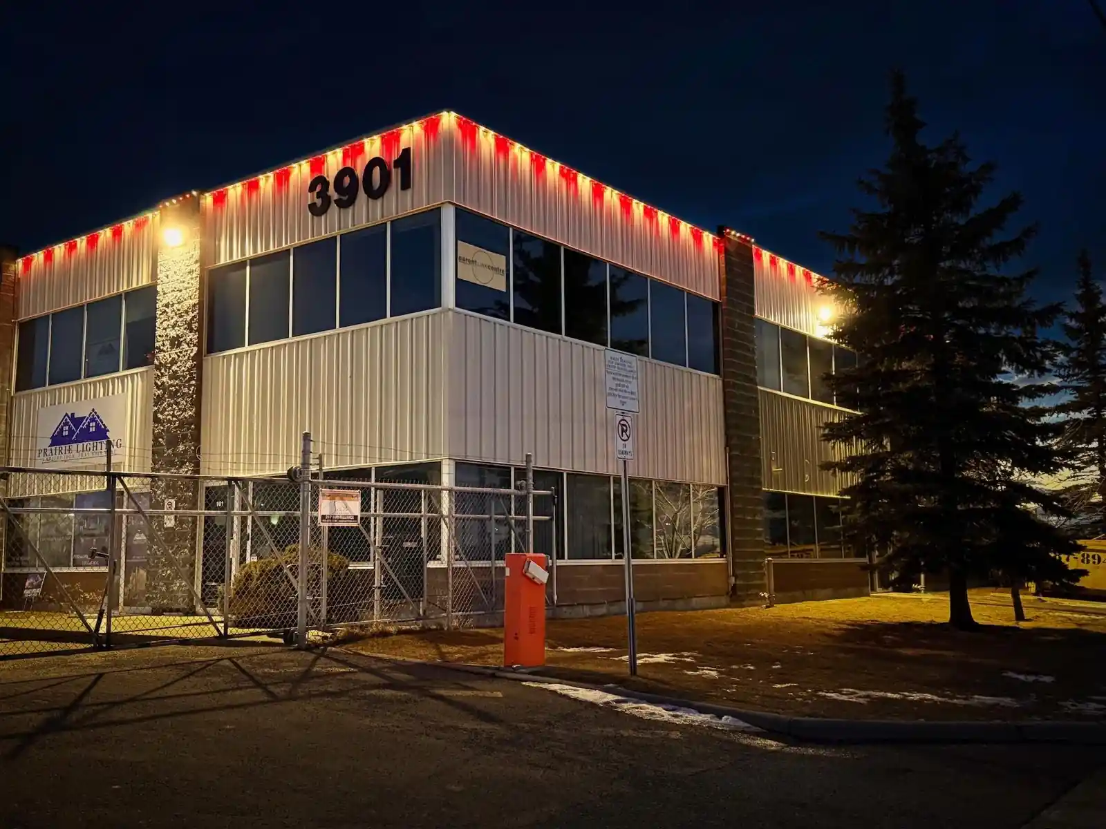 Commercial permanent LED lighting Edmonton — Signature Red scene