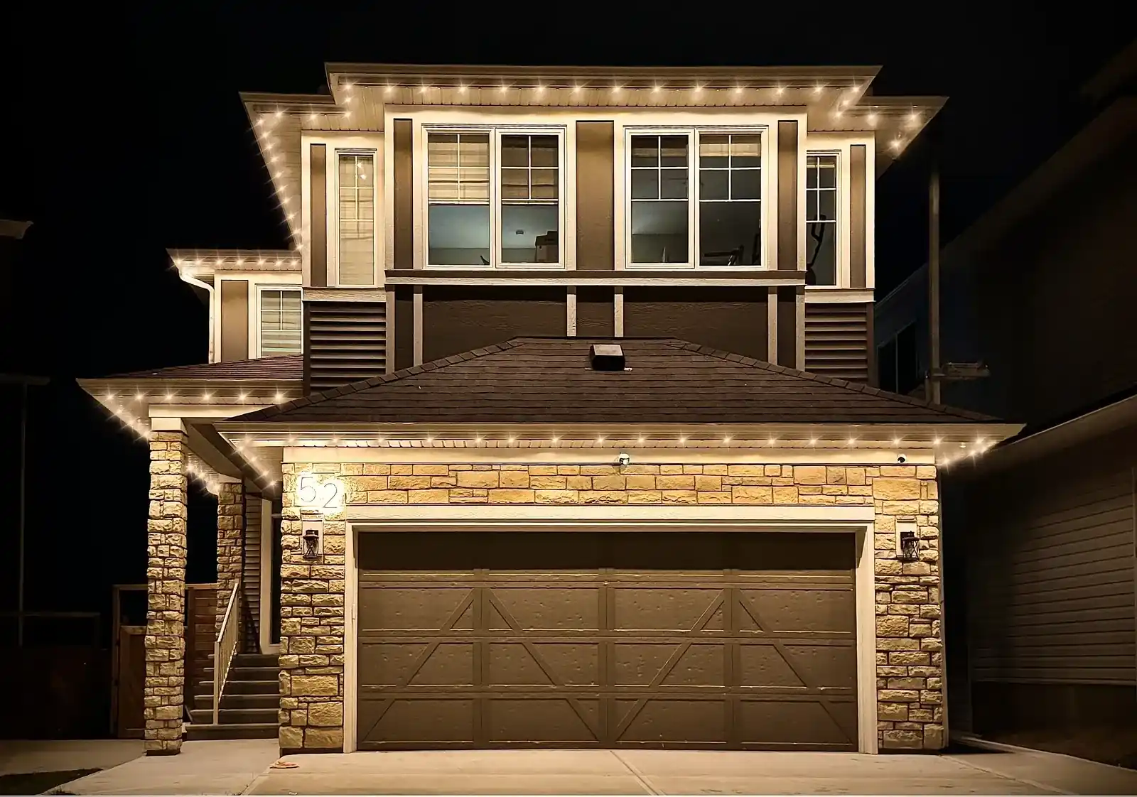 Warm white permanent outdoor lighting installation 8