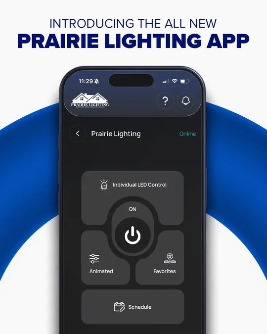Prairie Lighting app showing commercial lighting controls