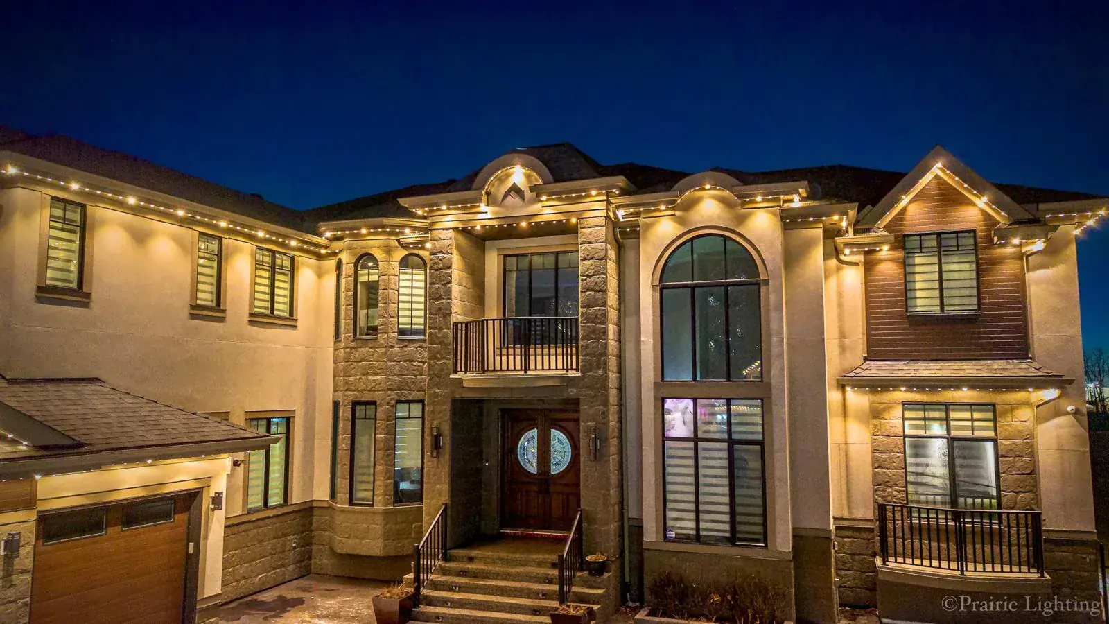 Prairie Lighting permanent outdoor LED installation on an Edmonton home