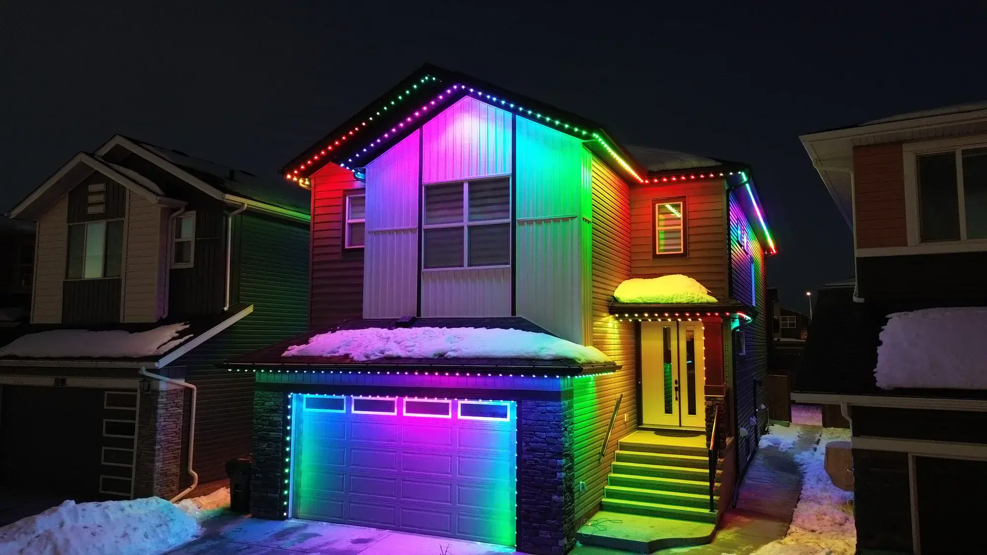 Edmonton home with a full-colour permanent lighting display